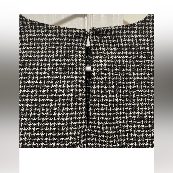 Zara Black White Tweed houndstooth Long Sleeve Blouse Medium - Picture 5 of 7